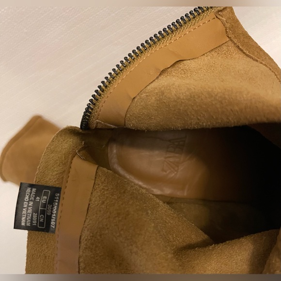 Zara Tan Sand Brown Suede Leather Boots: sz 10 - Picture 2 of 7
